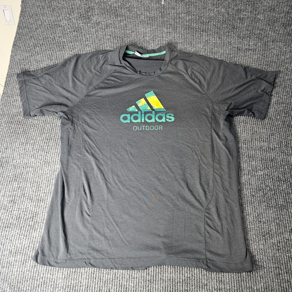 Adidas Outdoor Shirt Mens Large Gray Drirelease FreshGuard Logo Graphic Tee